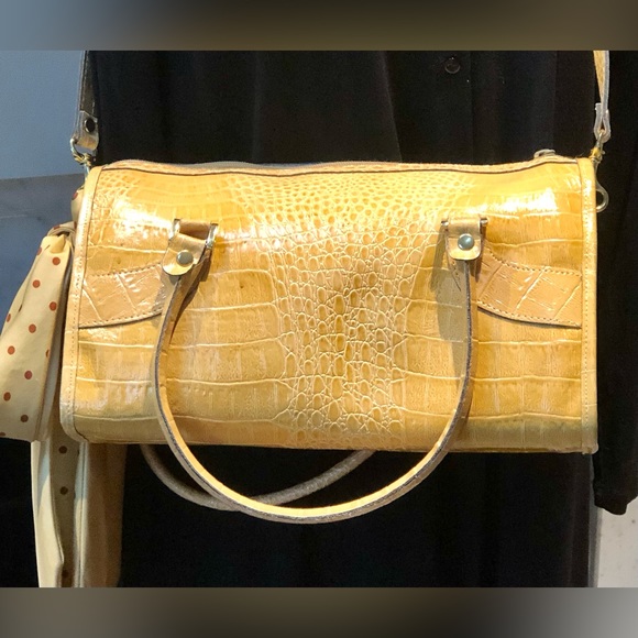 Vintage Vivace’ shoulder satchel. Embossed tan leather, beautiful condition - Picture 3 of 15